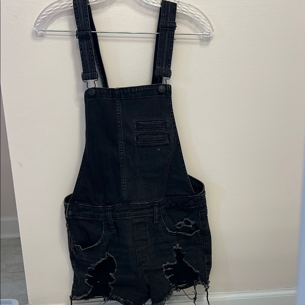 Express Black Denim Overalls